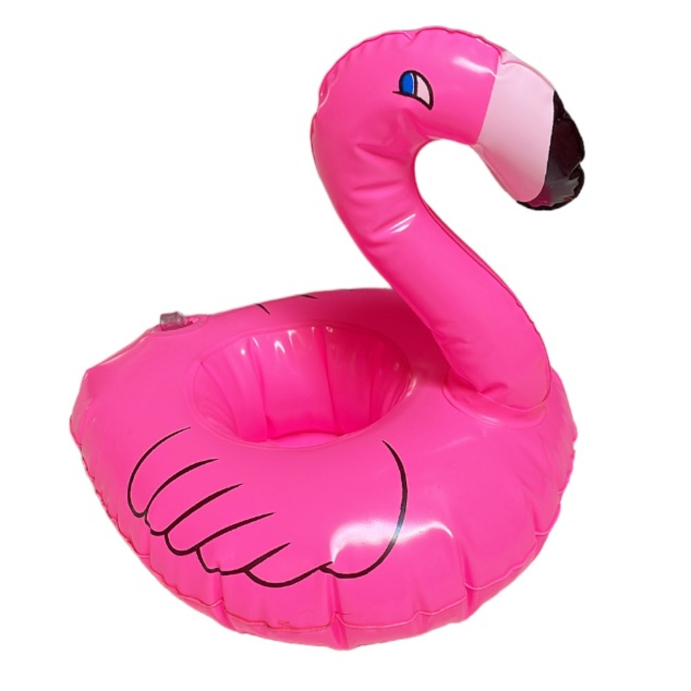 FREE WITH PURCHASE! Pink flamingo inflatable pool float drink holder